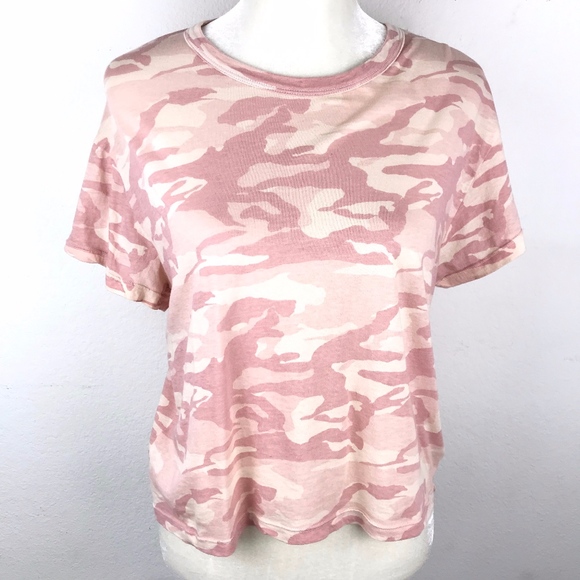 Monrow Tops - Monrow |  Blush Camouflage Cropped Tee